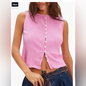 Free People Tilly Ribbed Button-Up vest Top nwt size Xs, L, XL